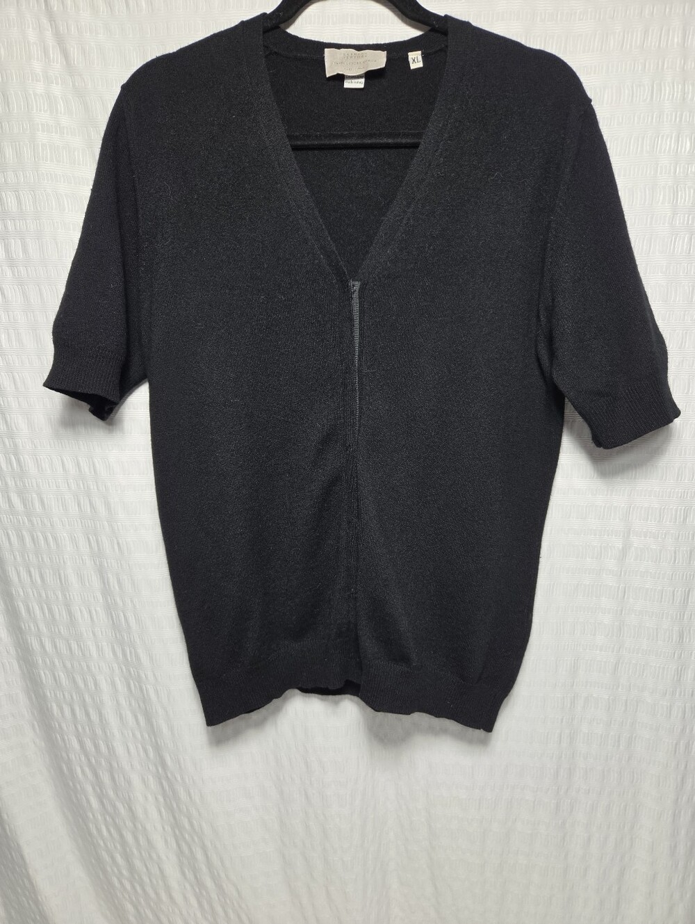 Barney's New York 100% Cashmere Short Sleeve Snap Front Cardigan Sweater.  XL